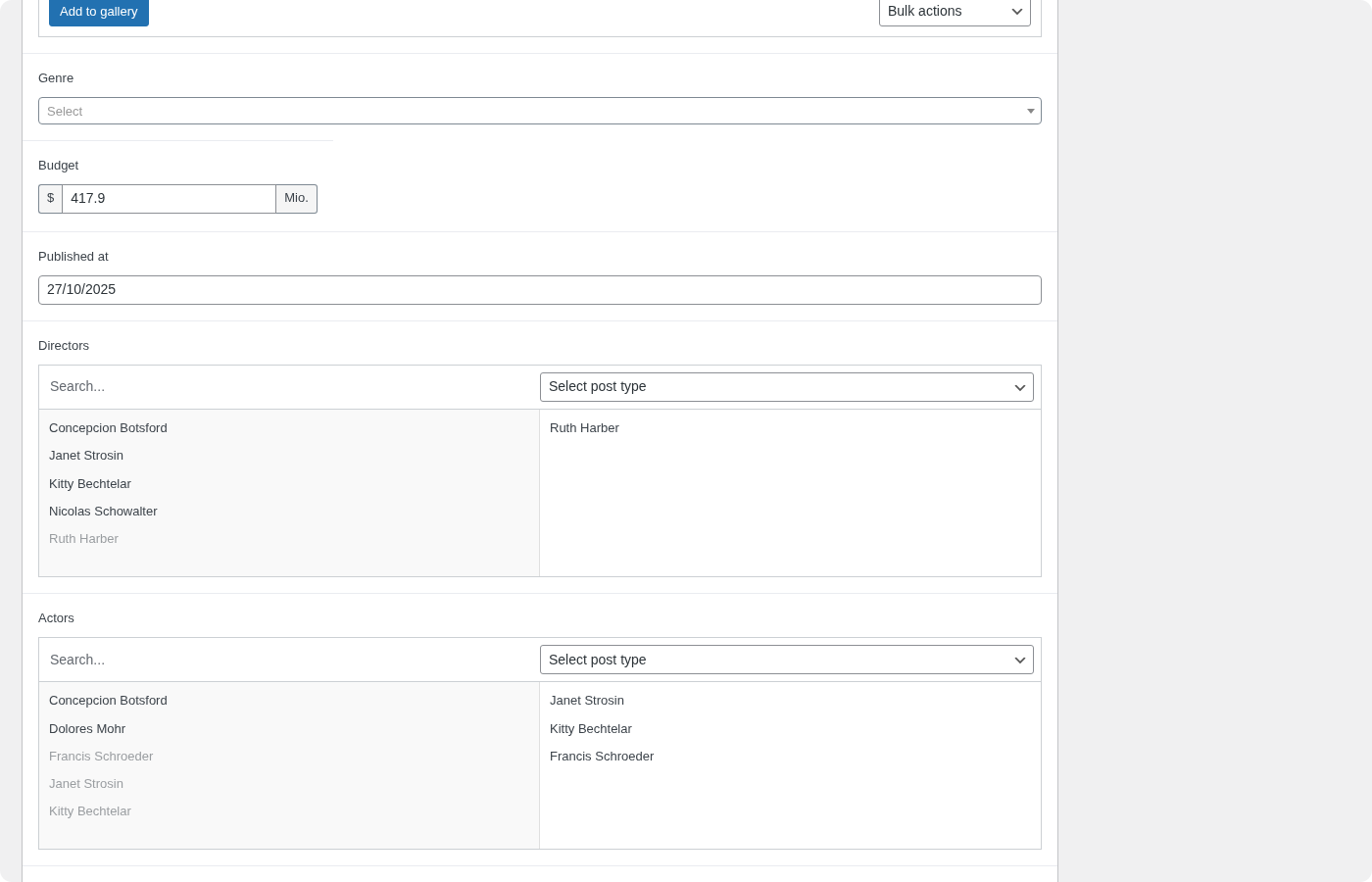 Generated relational field data