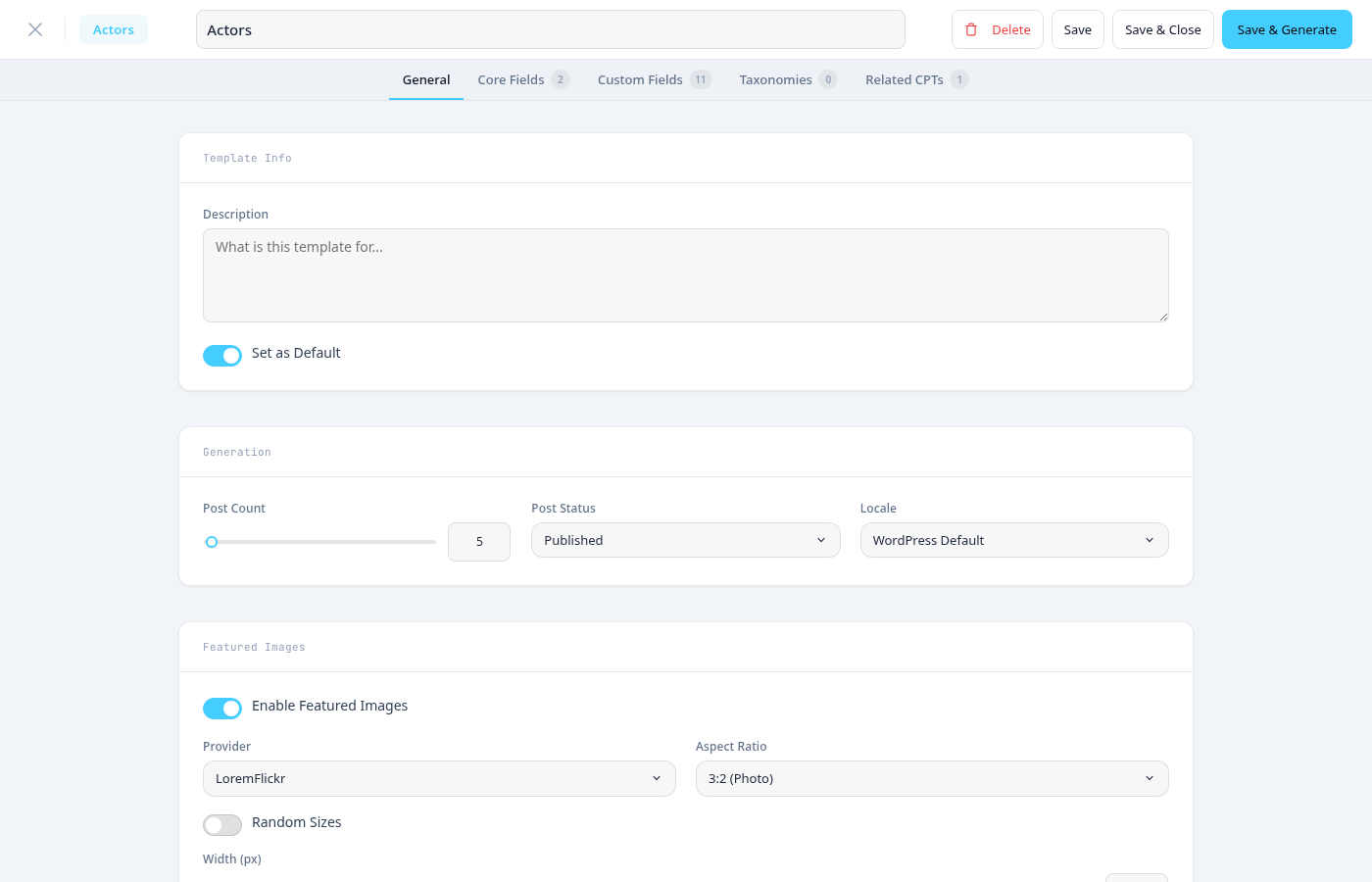 Template editor view