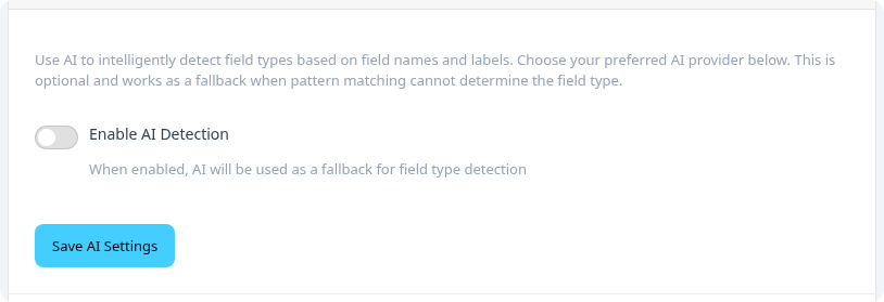 AI field detection settings