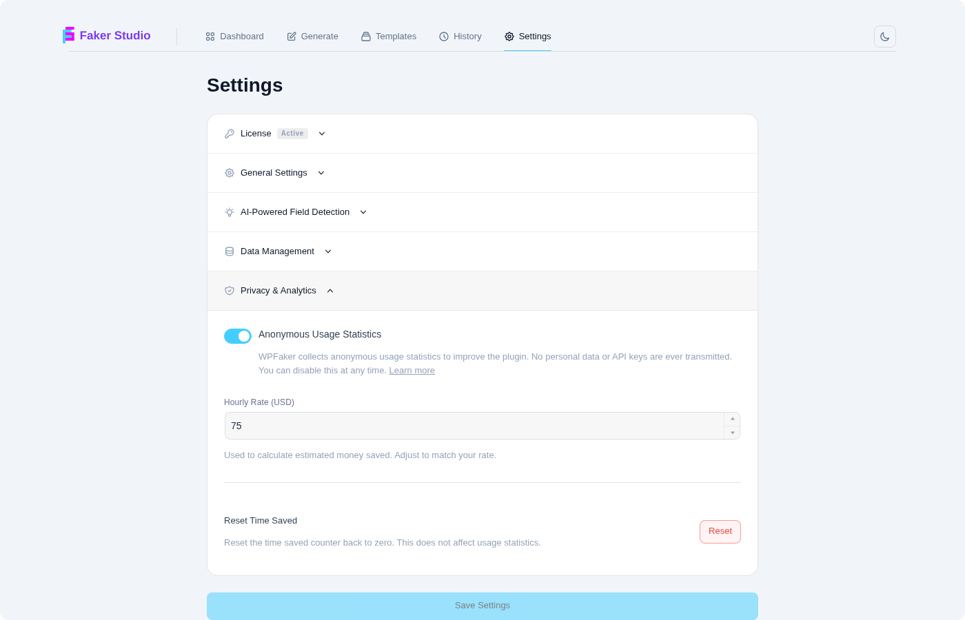 Privacy and analytics settings